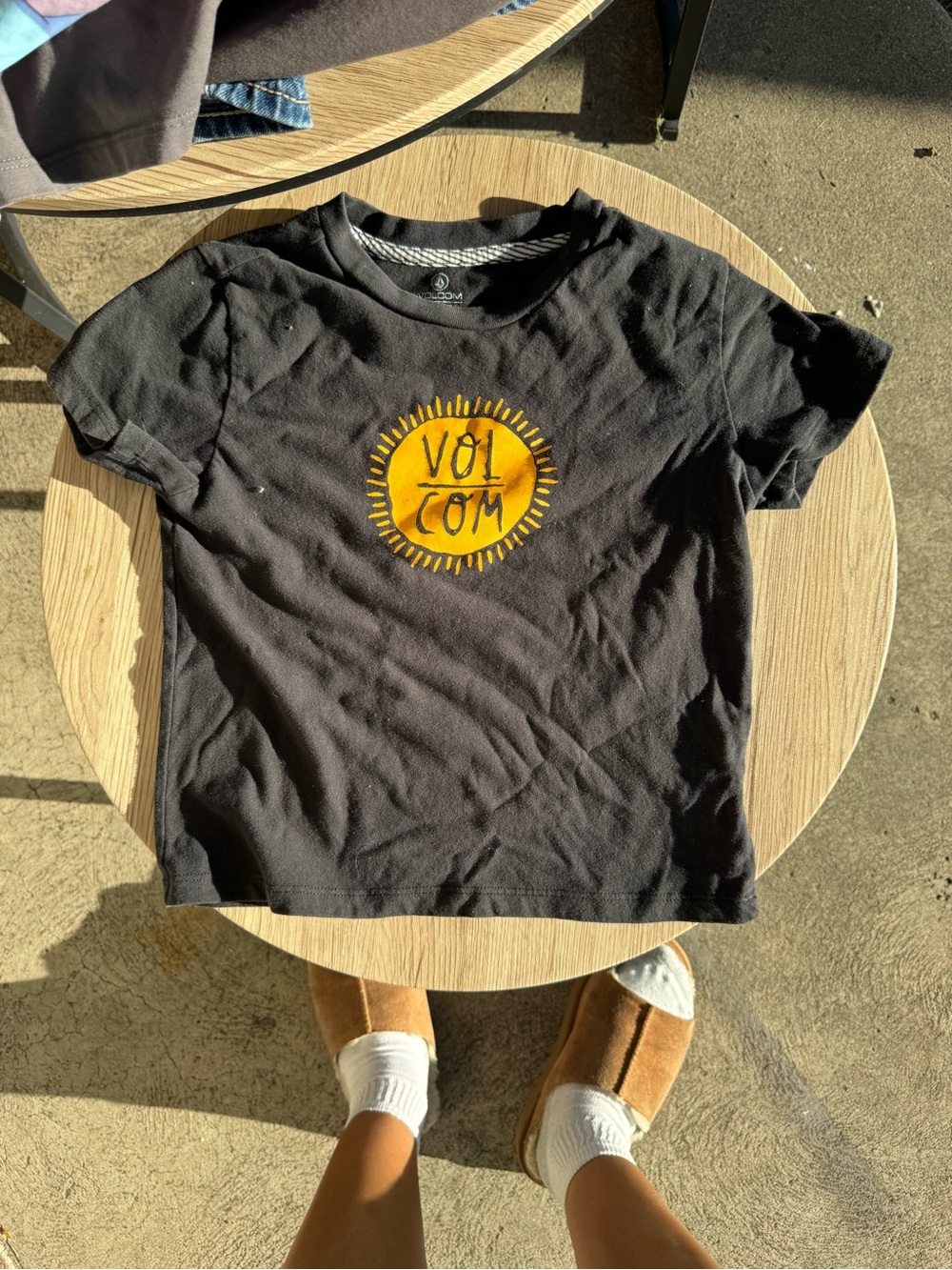 Volcom Black Kids Tee with Yellow Sun Graphic